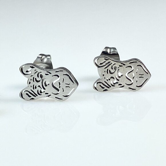 Tiny French Boxer Stud Earrings Stainless Steel - Picture 6 of 7